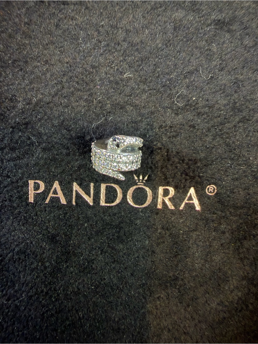 Pandora Silver Pave Snake Wrap Ring with Clear Stones